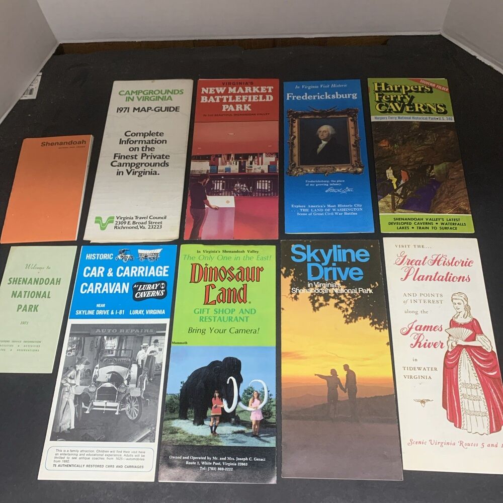 VIRGINIA Lot of (10) Vintage 1960's/1970's Highway Maps & Tourist Brochures